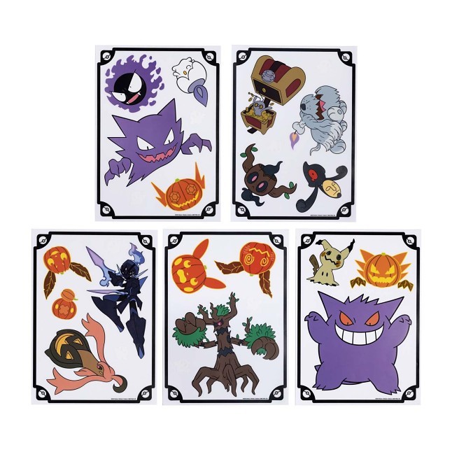 Ghost Types Pokémon Halloween Window Clings (5 Sheets)