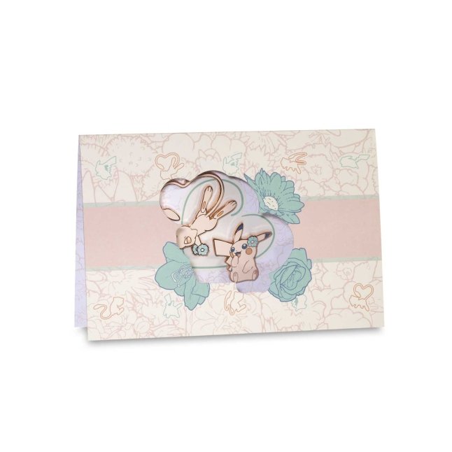 Pikachu & Mew Admiration Yellow Pokémon Pins & Greeting Card